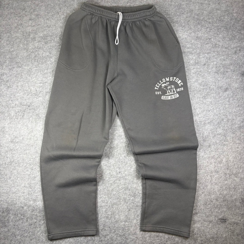 Vintage Tipsy Yellowstone National Park Sweatpants Gray Moose Made in USA